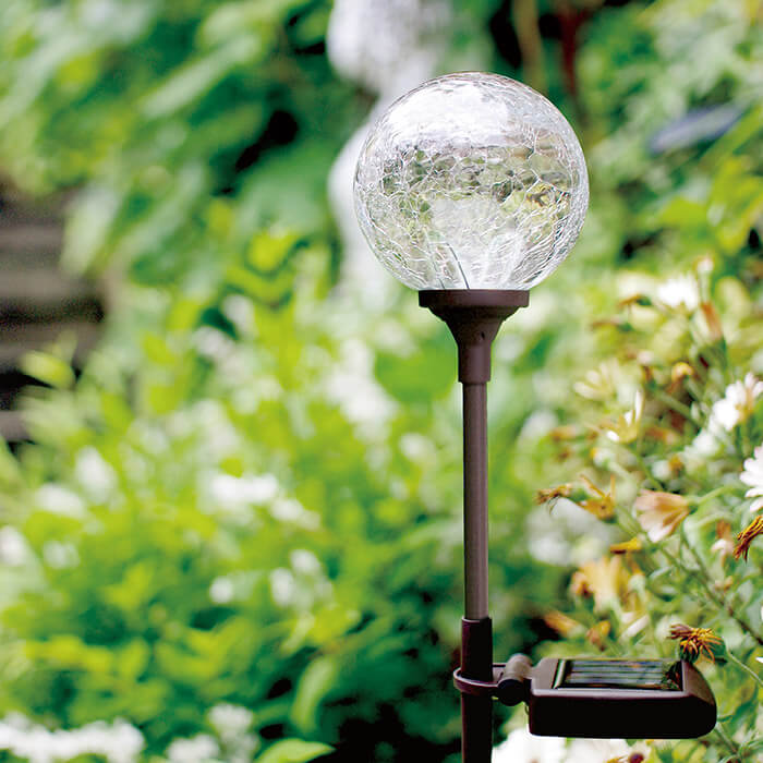 キシマ クラックボールスティック ソーラーガーデンライト